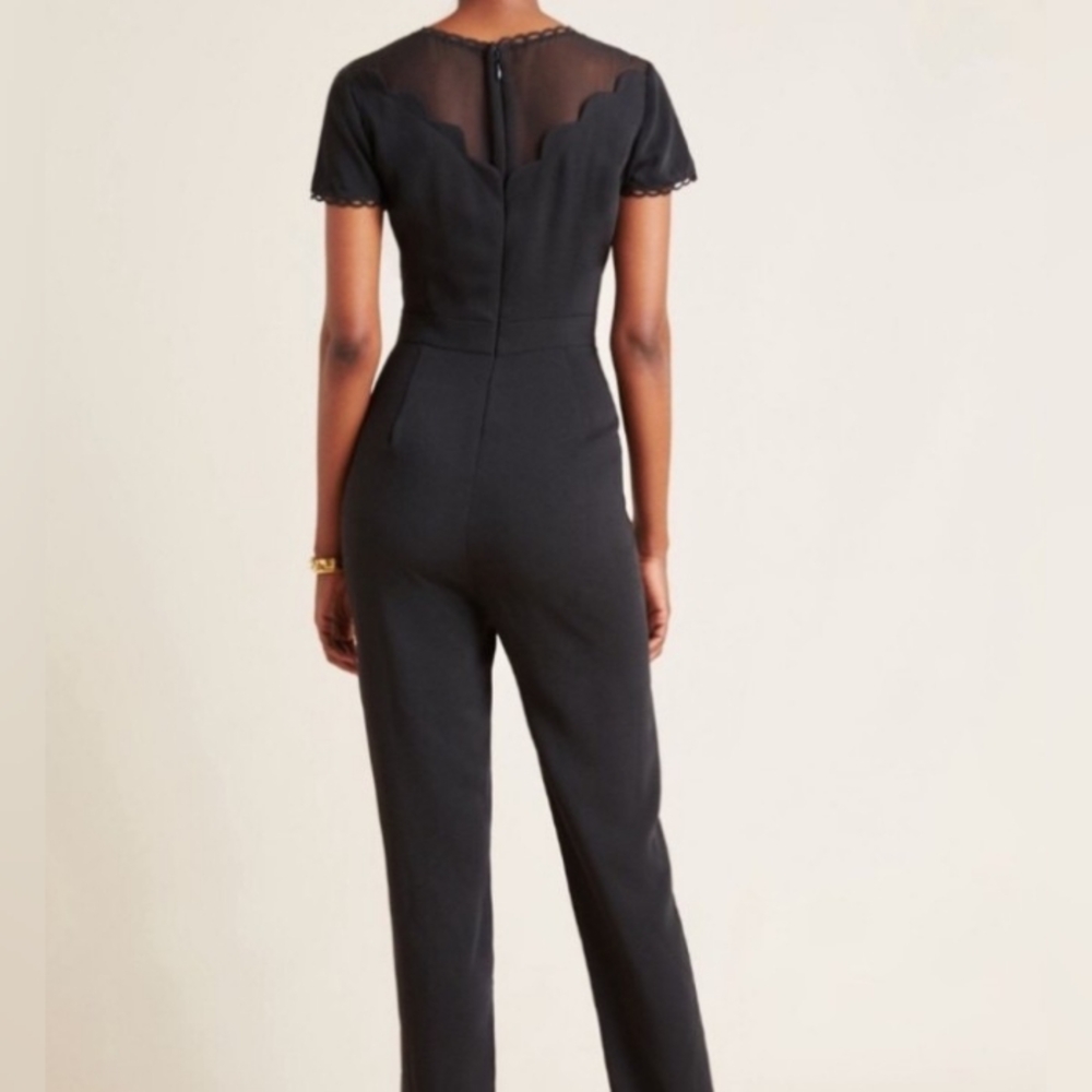 Anthropologie Black Scalloped Yoke Mini Dress - Picture 4 of 15